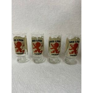 Red Lyon Tavern & Washington Tavern Drinking Glasses Set of 4 Collectible‎